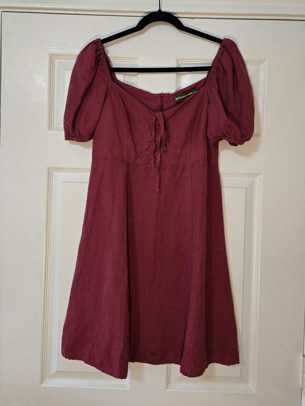 Princess Highway Burgundy Puff-Sleeve Mini Dress